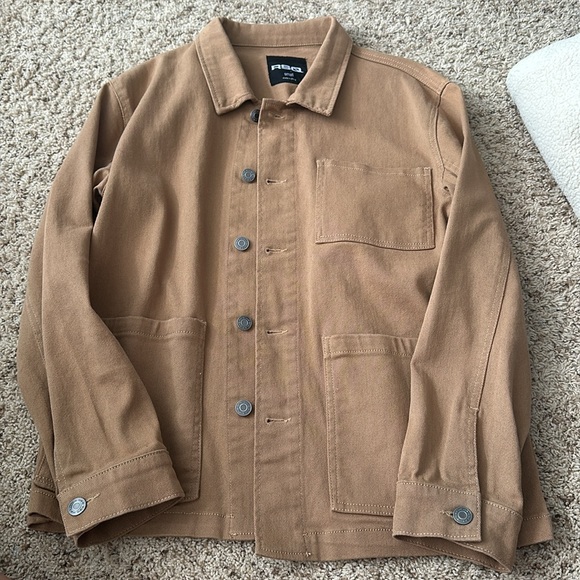 brown burlap style canvas jacket - Picture 2 of 3
